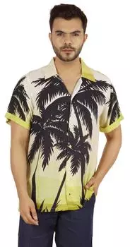 Гавайская повседневная рубашка на пуговицах Inkmeso с короткими рукавами и принтом для мужской пляжной вечеринки 2XL чёрный