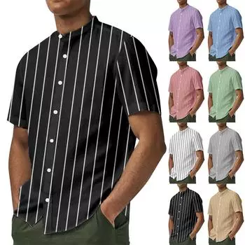 Гавайская рубашка для мужчин, мужские винтажные рубашки для боулинга на пуговицах, летняя пляжная рубашка с коротким рукавом L чёрный