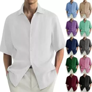 Гавайская рубашка для мужчин, мужские винтажные рубашки для боулинга на пуговицах, летняя пляжная рубашка с коротким рукавом L армия зеленый