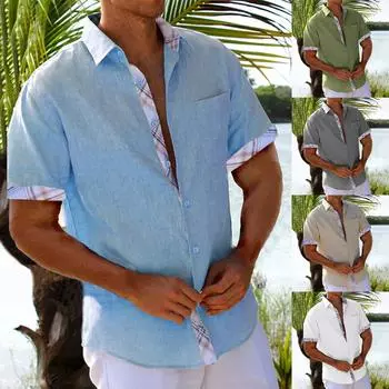 Гавайская рубашка для мужчин, мужские винтажные рубашки для боулинга на пуговицах, летняя пляжная рубашка с коротким рукавом L