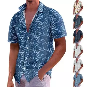 Гавайская рубашка для мужчин, мужские винтажные рубашки для боулинга на пуговицах, летняя пляжная рубашка с коротким рукавом L чёрный