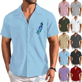 Гавайская рубашка для мужчин, мужские винтажные рубашки для боулинга на пуговицах, летняя пляжная рубашка с коротким рукавом L чёрный