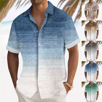 Гавайская рубашка для мужчин, мужские винтажные рубашки для боулинга на пуговицах, летняя пляжная рубашка с коротким рукавом XXXXL