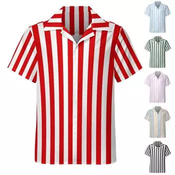 Гавайская рубашка для мужчин, мужские винтажные рубашки для боулинга на пуговицах, летняя пляжная рубашка с коротким рукавом L