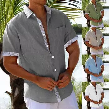 Гавайская рубашка для мужчин, мужские винтажные рубашки для боулинга на пуговицах, летняя пляжная рубашка с коротким рукавом XXXXL белый