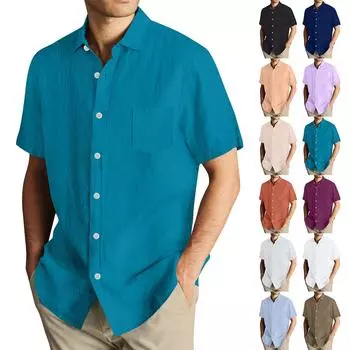 Гавайская рубашка для мужчин, мужские винтажные рубашки для боулинга на пуговицах, летняя пляжная рубашка с коротким рукавом L