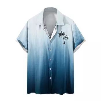 Гавайская рубашка для мужчин, мужские винтажные рубашки для боулинга на пуговицах, летняя пляжная рубашка с коротким рукавом M