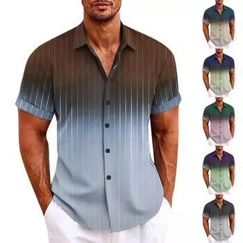 Гавайская рубашка для мужчин, мужские винтажные рубашки для боулинга на пуговицах, летняя пляжная рубашка с коротким рукавом M