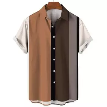 Гавайская рубашка Harajuku Stripe Printed Свободная модная повседневная мужская рубашка с коротким рукавом на пуговицах Aloha Beach Summer Men S