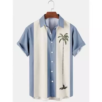 Гавайская рубашка мужская летняя 3D кокосовая пальма праздничный короткий рукав футболка повседневная рубашка S