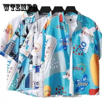 Гавайская рубашка, пляжные футболки, повседневное нижнее белье с принтом, кардиган на пуговицах, верхняя рубашка больших размеров, футболки с короткими рукавами, мужская одежда, летняя одежда M