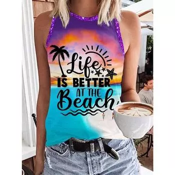 Гавайская женская футболка без рукавов, напечатанная на 3D-принтере, повседневная уличная одежда, топ в стиле Y2K, майка без бретелей, праздничная футболка S