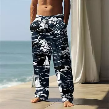 Гавайские мужские повседневные брюки с принтом XXL