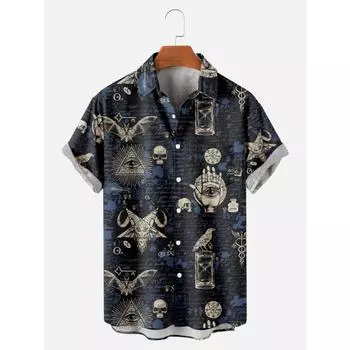 Гавайские рубашки для мужчин с черепом, летние повседневные, с коротким рукавом, Y2k, высокое качество, свободные, уличная одежда, винтажные пляжные топы, одежда M