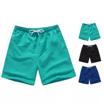 Гавайские шорты на шнурке, универсальные широкие мужские плавки, сплошной цвет, повседневная одежда M королевский синий