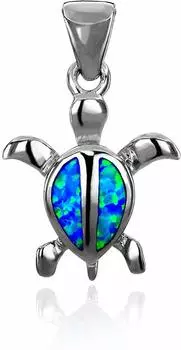 Гавайские украшения Черепаха Honu Blue Opal кулон ожерелье серебро 925 [Leilani] (Морская черепаха) (Нет цепи)
