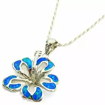 Гавайские украшения ожерелье кулон гибискус синтетический опал ювелирные изделия [LocoMocoAloha] [подлинный]