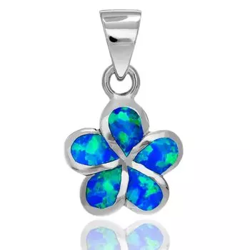 Гавайские украшения ожерелье с подвеской Plumeria Blue Opal 925 [Leilani] для женщин (Нет цепи)