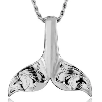 Гавайские украшения ожерелье с подвеской в виде хвоста кита, серебро 925 пробы с веревкой 50 см [Leilani] для мужчин (Приходит Цепь)