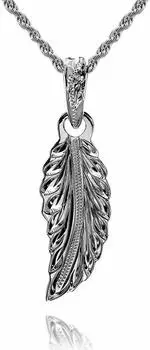 Гавайские украшения ожерелье с подвеской в виде пера из серебра 925 пробы веревочная цепочка [Leilani] (S) Мужской (С 40см)