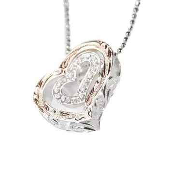 Гавайские украшения подвеска сверху двойное сердце розового золота тон красиво сияющее милое сердце [BreezyIsland]