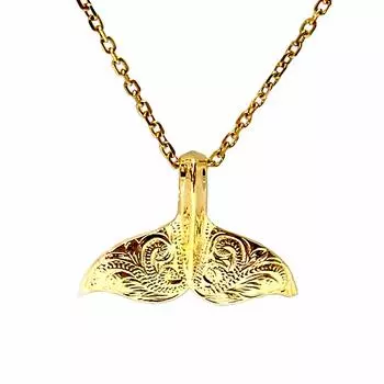 Гавайские ювелирные изделия K24 с покрытием из чистого золота K24 подвеска ожерелье Plumeria Scroll подарок на день рождения [Jurais]