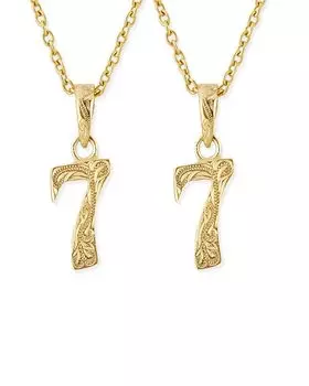 Гавайские ювелирные изделия Пара ожерелье из нержавеющей стали Счастливое число Счастливое число Номер 7 Семерка Серебро Желтое золото с цепочкой Адзуки Счастливая семерка № 7