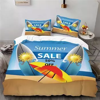 Гавайский пляж Скейтборд Пляжное покрывало Пододеяльник с принтом Кровать из трех предметов На заказ 90 * 200 two-piece set