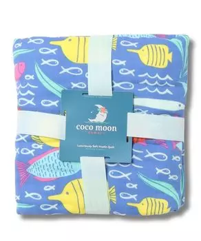 Гавайское одеяло с рисунком рыбок Coco Moon Sea Creature, 8 слоев пеленок, мягкое на ощупь, как шелк [Одеяло Quilt Blanket/Gone Snorkeling]