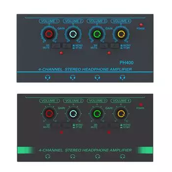 GAX-PX400 4-канальный стереоусилитель для наушников, сверхкомпактный стереоусилитель, металлический стереоусилитель, кнопка моно/стерео зелёный