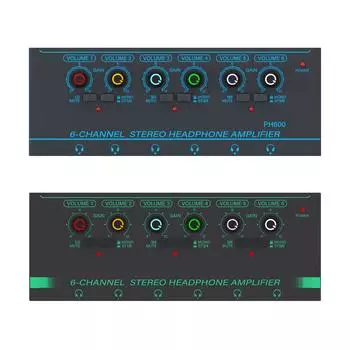 GAX-PX600 6Канальный стереоусилитель для наушников Ультракомпактный стереоусилитель Металлический стерео усилитель Моно / Стерео кнопка зелёный