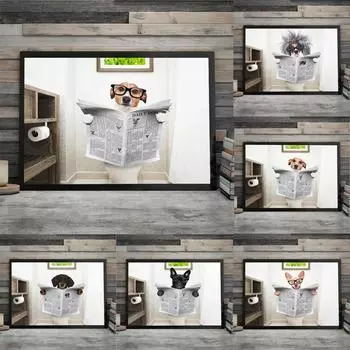 Газета для собак, туалет, ванная комната, настенная живопись на холсте, плакаты на скандинавскую тему и принты, настенные панно для гостиной, декора для туалета A4 21X30cm No Framed