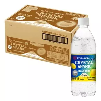 Газированная вода Iris Ohyama со вкусом лимона, 500 мл x 24 бутылки. Сильногазированная вода Fuji с содержанием ванадия. Пластиковая бутылка с сильногазированной водой. Сделано в