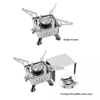 # Газовая плита из нержавеющей стали Сверхлегкая уличная каминная печь-нагреватель для пеших прогулок Picn stove and Wind deflector and Heat shield