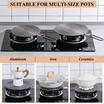 Газовая плита, варочная панель с ручкой против ожогов, быстрый нагрев, круглый рассеиватель тепла, защитные аксессуары для посуды 24cm