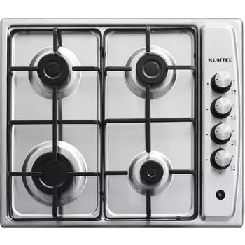 Газовая варочная панель Kumtel KO 410F Inox с 4 конфорками — природный газ
