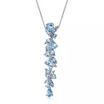 Gb 14,33 карата натуральный небесно-голубой топаз из стерлингового серебра 925 пробы с подвеской в виде листьев для женщин, ювелирные изделия для помолвки