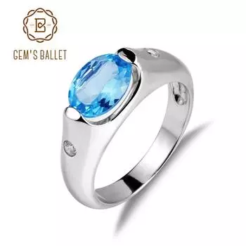 Gb 2,36 карата натуральный швейцарский синий топаз, драгоценный камень, обручальные кольца, твердое серебро 925 пробы, ювелирные украшения для женщин 9