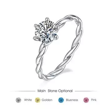 Gb 585 14k 10k 18k Золото 925 Серебряное кольцо 1 карат круглой огранки с витым кабелем Обручальное кольцо с пасьянсом из муассанита 5