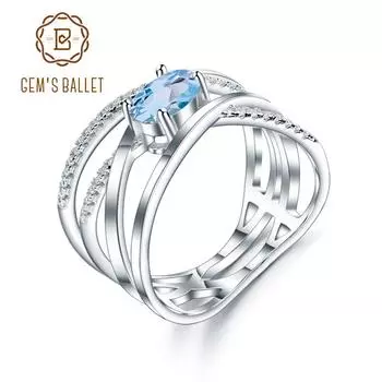 Gb кольцо из стерлингового серебра 925 пробы с перекрещенным крестом на палец 0,95 карата, кольца с натуральным небесно-голубым топазом и драгоценным камнем для женщин, ювелирные изделия 5