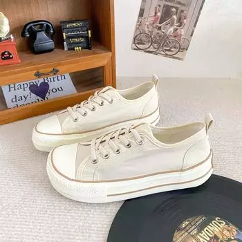 GD37 latex insole/mango head platform canvas shoes women s shoes summer breathable 2024 new dopamine board shoes 35 розовый