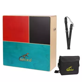 GECKO Cajon Портативный кахон с двухсторонним дизайном Тройной бонго-тон на одной гитарной струне Звук кахона с одной стороны Игра рукой или кистью Изготовлен из березы и