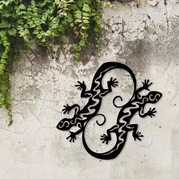 Gecko Iron Crafts Стильный декор для интерьера и улицы, идеально подходит для гостиной, спальни, прихожей и украшения стен на улице светло-серый