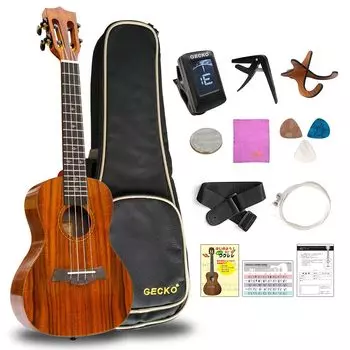 GECKO Ukulele Concert 23 дюйма, набор основных материалов, удобный для, включает в себя запасной набор для начала работы, набор для начинающих укулеле, набор для начинающих укулеле