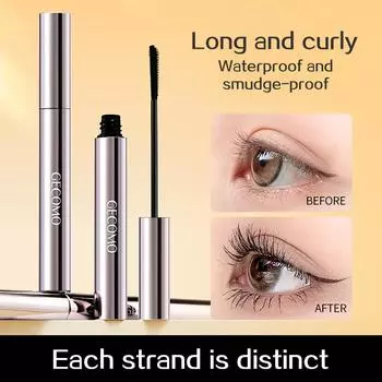 GECOMO Comb Tooth Brush Head Mascara, 12H Styling Curly Eyelash Lasting Waterproof Eyelash Primer