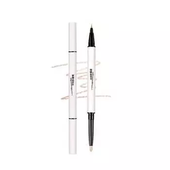 GECOMO Double Core Eyeliner Tear Bag Liner Waterproof Pencil Eyeliner [Pencil & Liquid 2in1] Popular Cosmetics High Adhesion Double Line Expert Greige