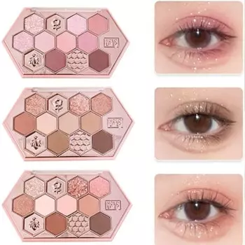 Gecomo Eyeshadow Cute Honeycomb Makeup Palette Eyeshadow Eyeshadow Palette Brown Powder Eyeshadow Waterproof Sweatproof Eye Shadow 10.8g (601#Brown Po
