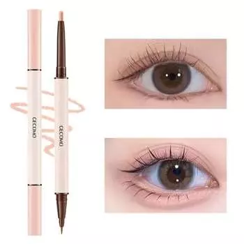 GECOMO [Popular] Double core eyeliner Tear bag liner Waterproof pencil eyeliner [Pencil & Liquid 2in1] Maveni Popular cosmetics High adhesion Double l