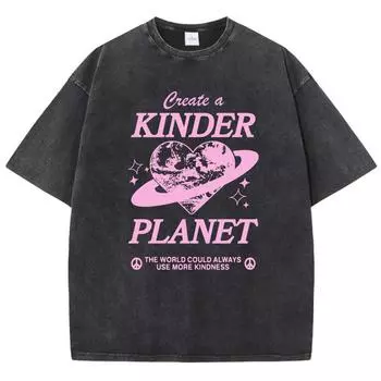 Geeate A Kinder Planet Pink Print Мужская футболка Одежда Мультяшная удобная футболка с круглым вырезом Футболки в стиле ретро S