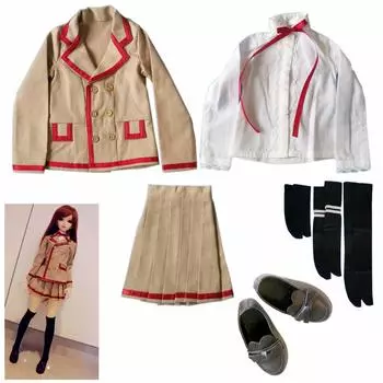 GeekDwarf of Doll Clothes Costume Student Figure Sailor Suit JK School Uniform Socks with Loafers Shoes Set of [Set 7] 1/3 (Full 7)